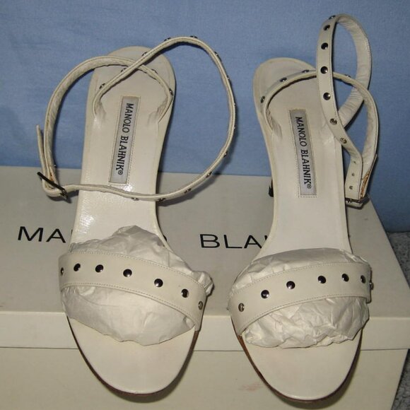 Manolo Blahnik Studded Strappy Heel Sandals - Picture 3 of 16